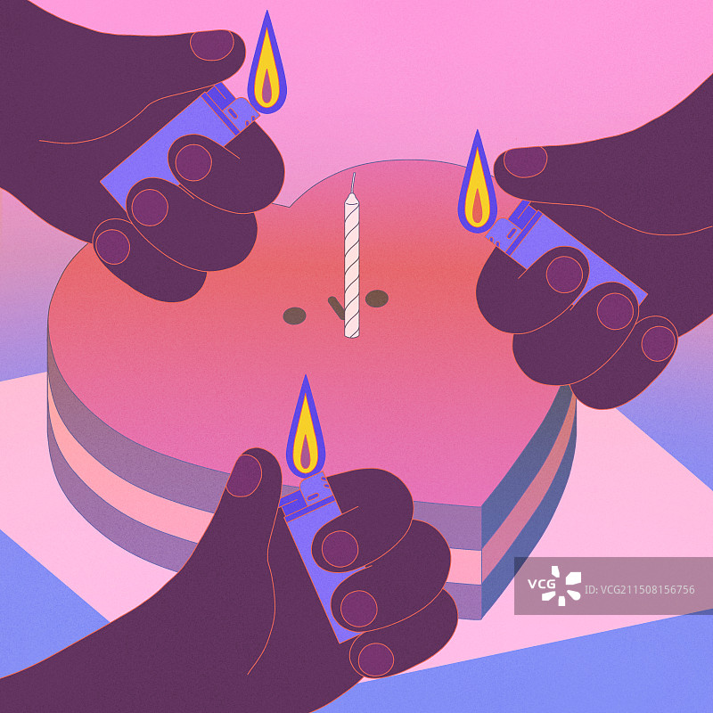 手绘点蜡烛蛋糕插画图片素材