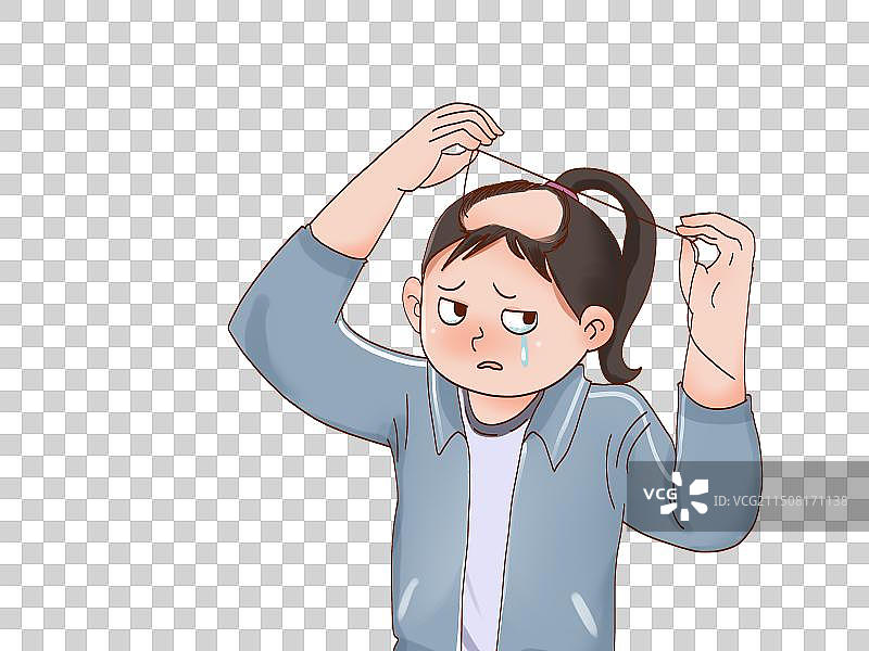 斑秃脱发的女孩图片素材
