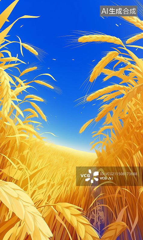 【AI数字艺术】田野麦田场景芒种秋收稻谷麦子丰收图片素材