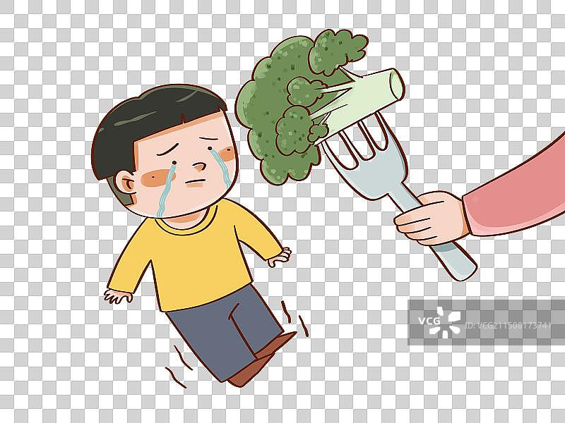 孩子不爱吃西兰花图片素材