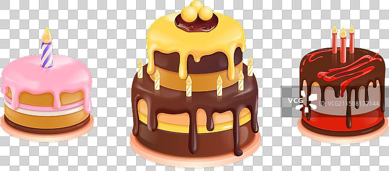 带有釉面的3D生日蛋糕图片素材