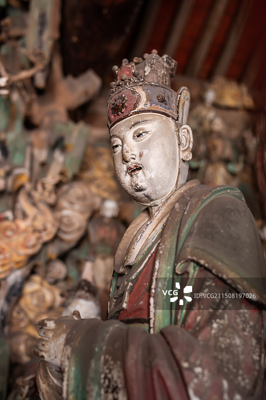 山西省平遥县双林寺，古建筑里的彩塑艺术图片素材