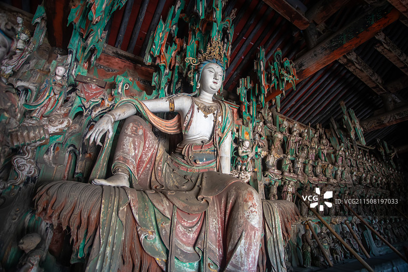 山西省平遥县双林寺，古建筑里的彩塑艺术图片素材