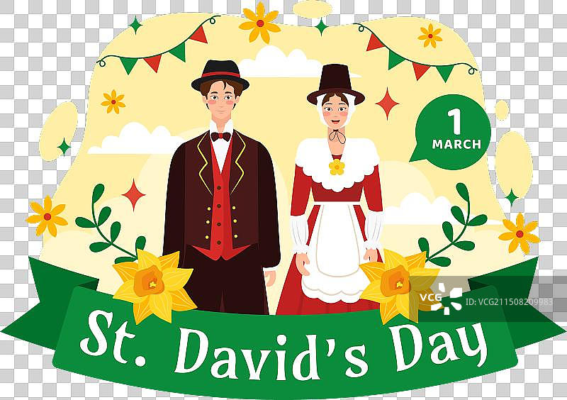 3月1日圣大卫节和威尔士龙图片素材