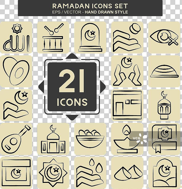 伊斯兰相关符号图标合集图片素材