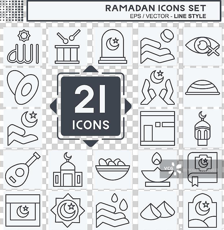 伊斯兰线条图标集图片素材