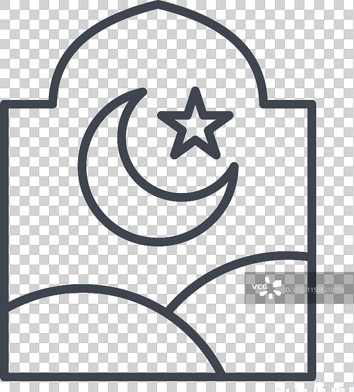 与斋月相关的窗户线性图标图片素材