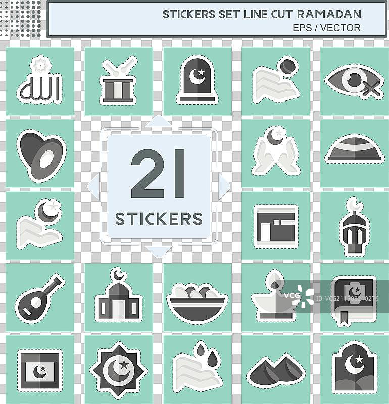 与伊斯兰符号相关的真主线条贴纸图片素材