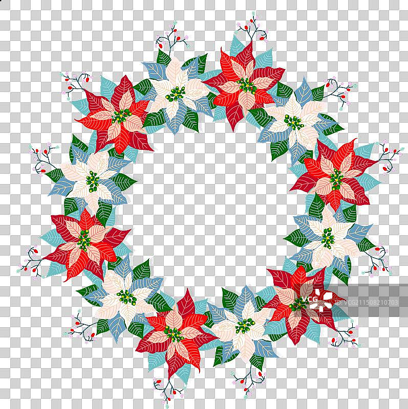 圣诞快乐新年快乐复古花环图片素材