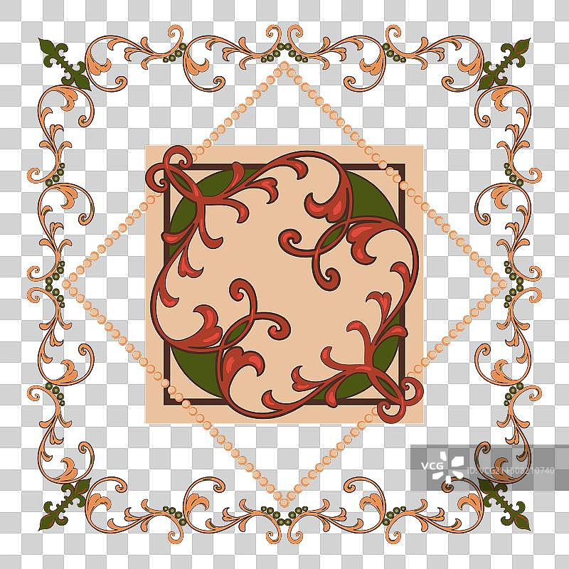 洛可可风格丝绸围巾框架设计图片素材