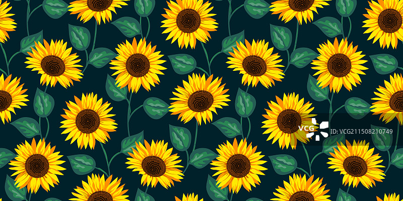 抽象唯美的向日葵无缝图案图片素材