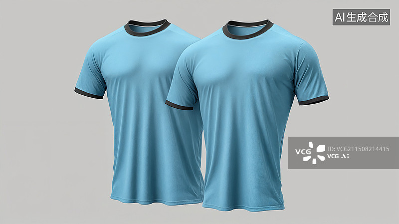 【AI数字艺术】简约风尚·双蓝T恤并置图片素材