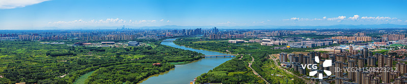 北京通州区京杭大运河北运河全景航拍图片素材