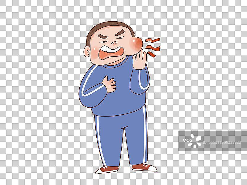 得了腮腺炎 红肿的男孩图片素材