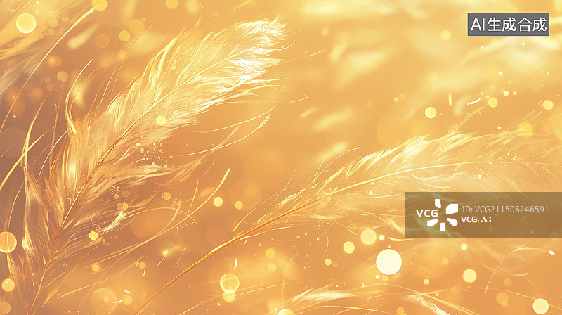 【AI数字艺术】金色羽毛背景图片素材