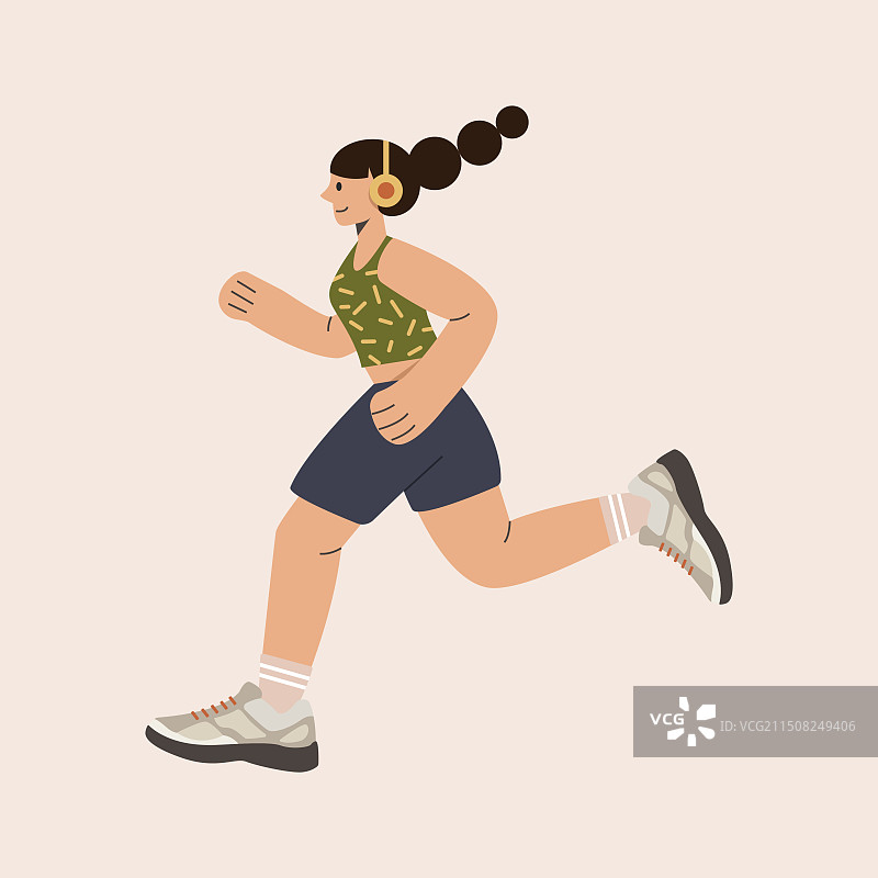 跑步女生矢量插画图片素材