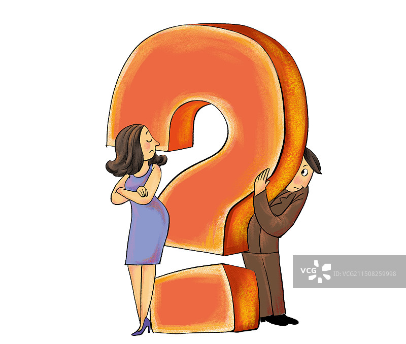 男人和女人，爱情与问号图片素材