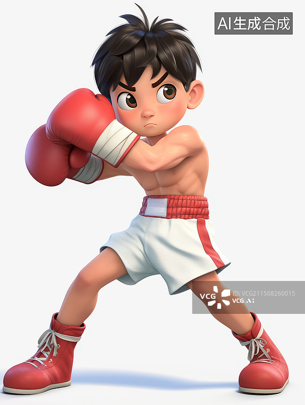【AI数字艺术】3D动画拳击手图片素材
