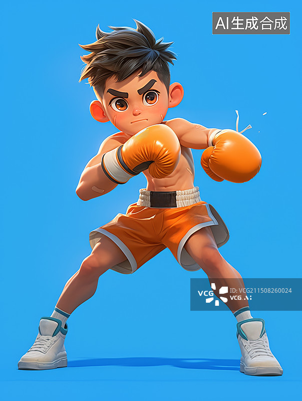 【AI数字艺术】3D动画拳击手图片素材