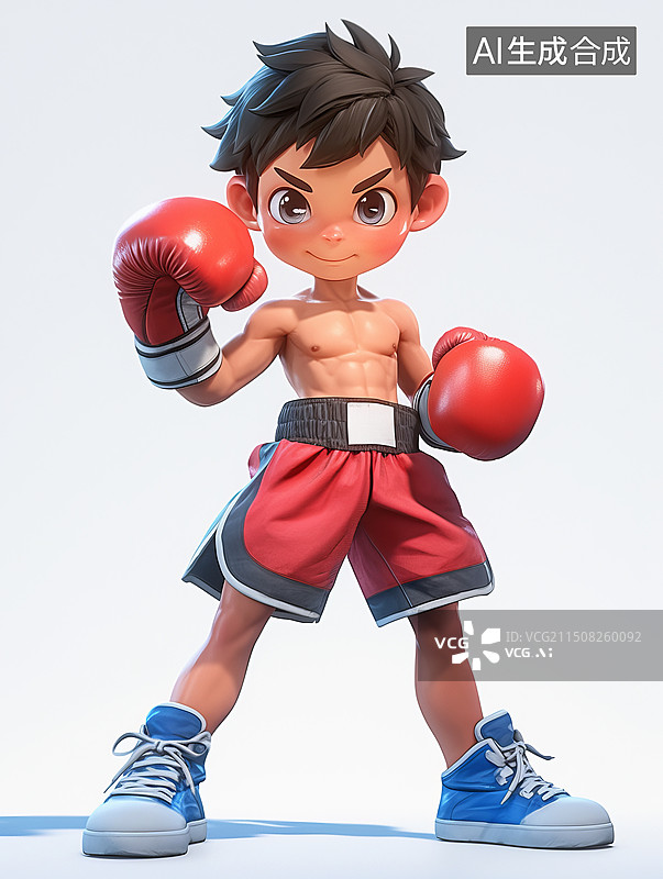 【AI数字艺术】3D动画拳击手图片素材