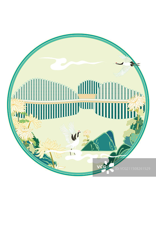 国风地标城市风光系列—广西文化艺术中心 国潮风矢量插画图片素材