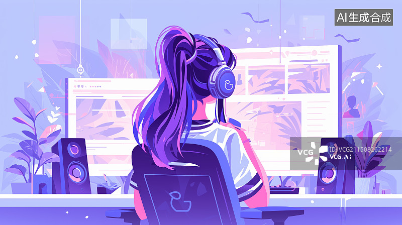 【AI数字艺术】在办公室工作的年轻女商人图片素材