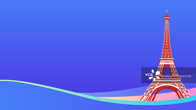 埃菲尔铁塔矢量插画，法国巴黎奥运会图片素材