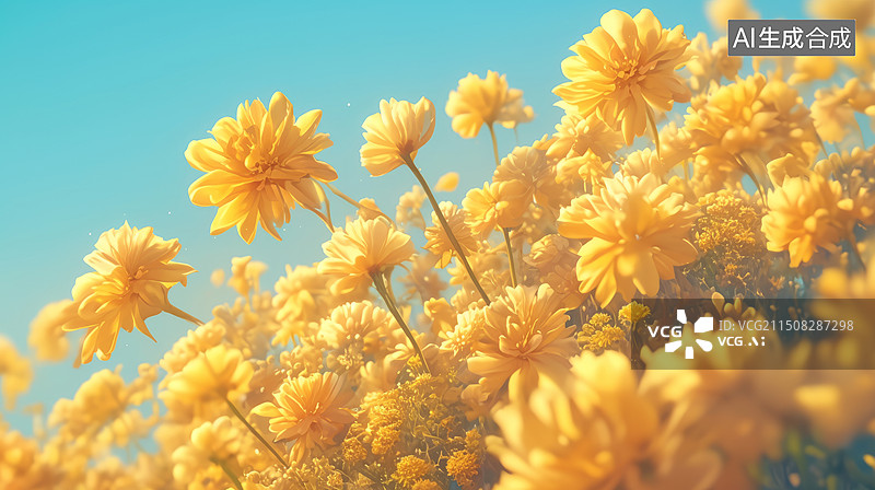 【AI数字艺术】黄色菊花特写图片素材
