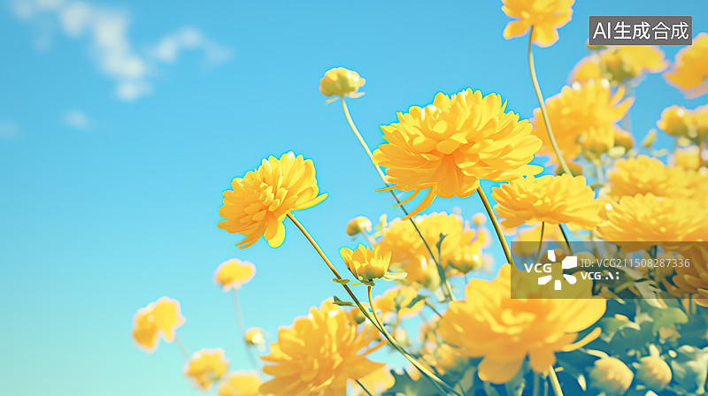 【AI数字艺术】黄色菊花特写图片素材