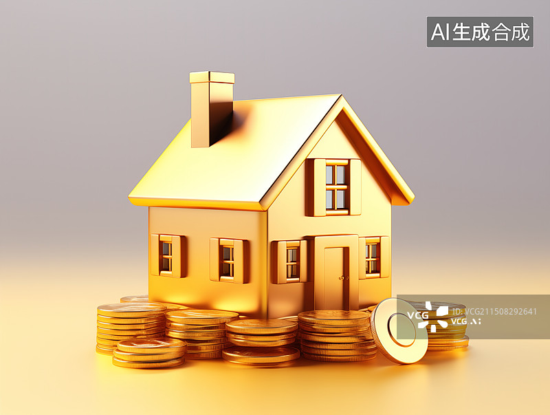 【AI数字艺术】货币和房子金融概念图片素材