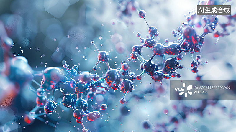 【AI数字艺术】分子结构的科技背景图片素材