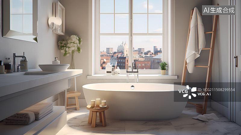 【AI数字艺术】室内现代卫浴背景图片素材