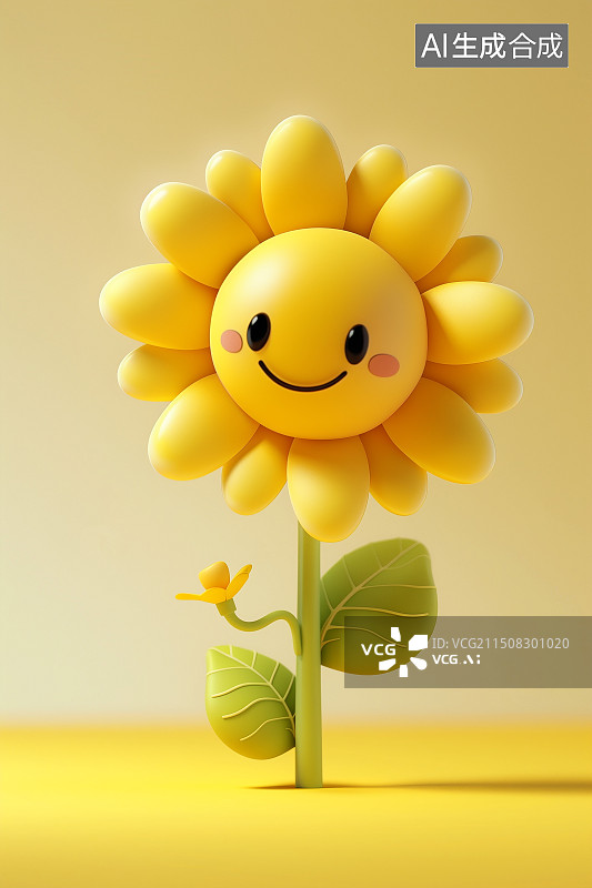 【AI数字艺术】3d立体向日葵ip形象图片素材