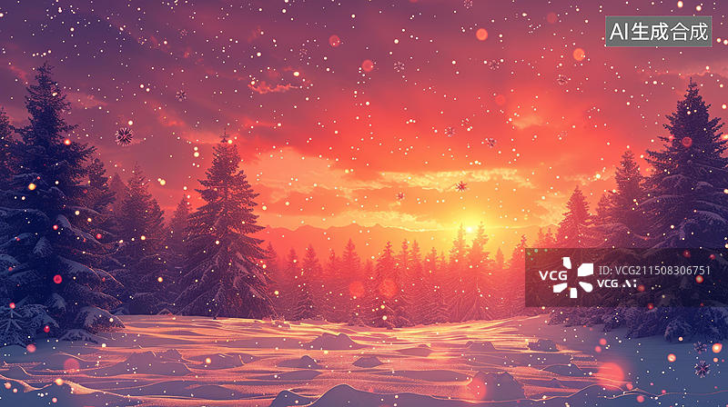 【AI数字艺术】冬日雪景图图片素材