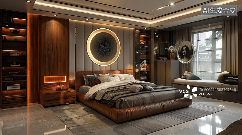 【AI数字艺术】豪华卧室设计图片素材