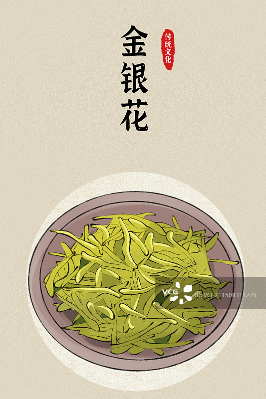 密县金银花-河南省美食小吃土特产河南文旅手绘插画海报模板图片素材