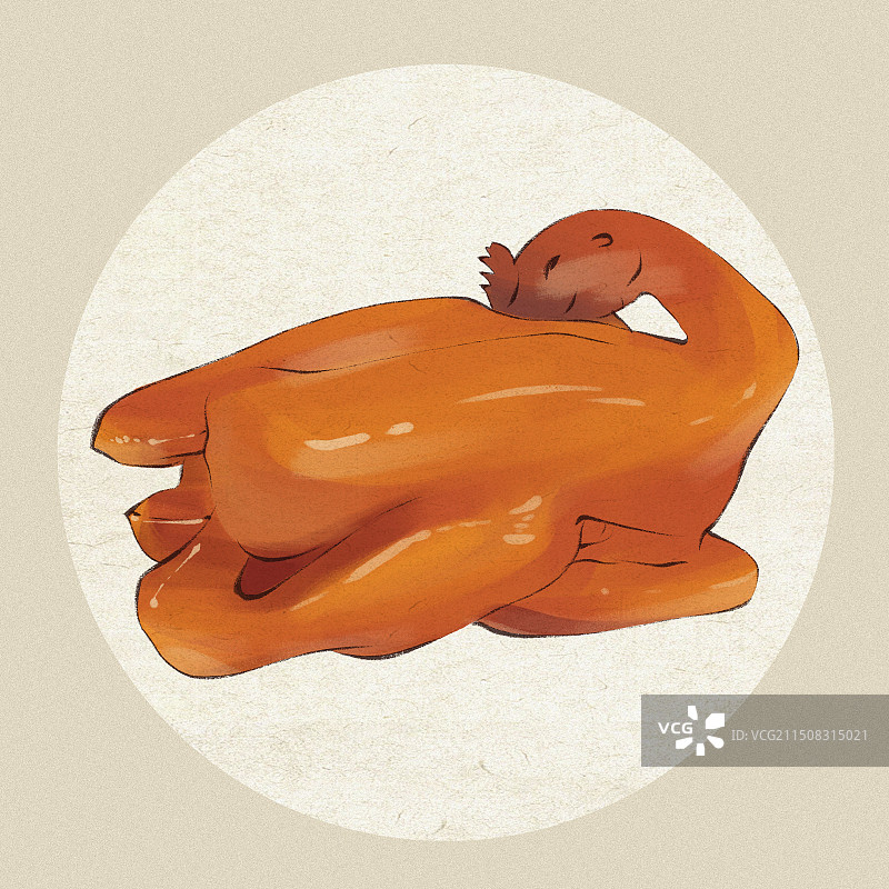 道口烧鸡-河南省美食小吃土特产河南文旅手绘插画图片素材