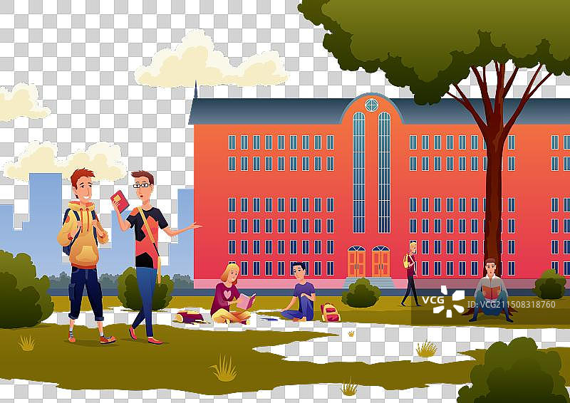 有学生的大学景观图片素材