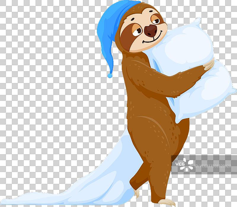 卡通趣味树懒抱枕头毛毯形象图片素材