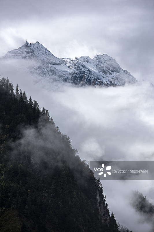 远眺达古冰川图片素材