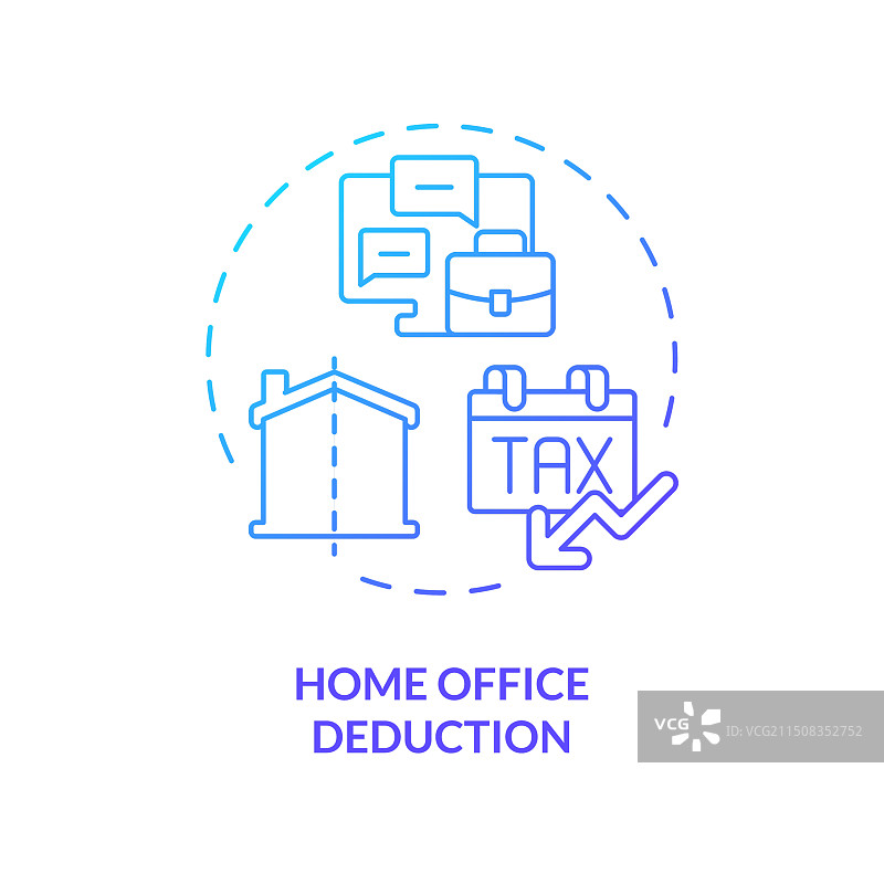 家庭办公室扣除蓝色渐变概念图标图片素材