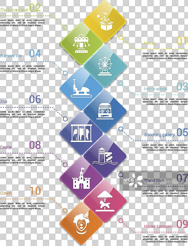 以游乐园为主题的图标信息图 10图片素材