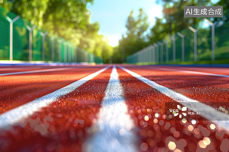 【AI数字艺术】3D渲染清晨的校园跑道图片素材