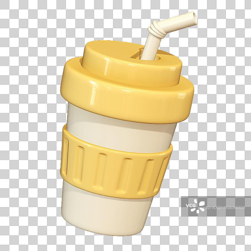 一杯饮料3D食品卡通插画元素图片素材