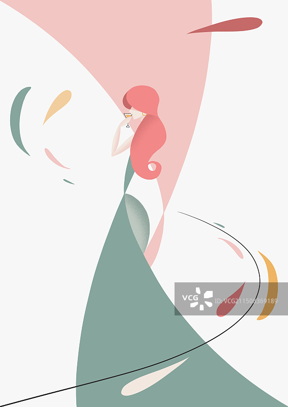 高端时尚扁平插画-酒吧女郎图片素材