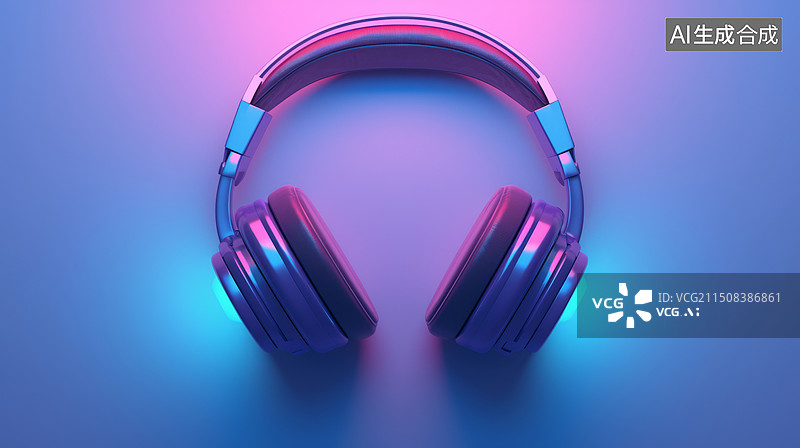 【AI数字艺术】3D梦幻色系耳机插图图片素材