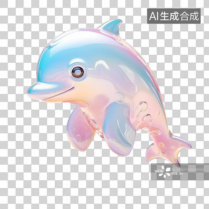 【AI数字艺术】一个小海豚3D造型玻璃摆件图片素材