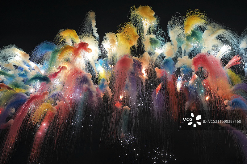 浏阳 大型烟花表演 七彩祥云 海市蜃楼图片素材