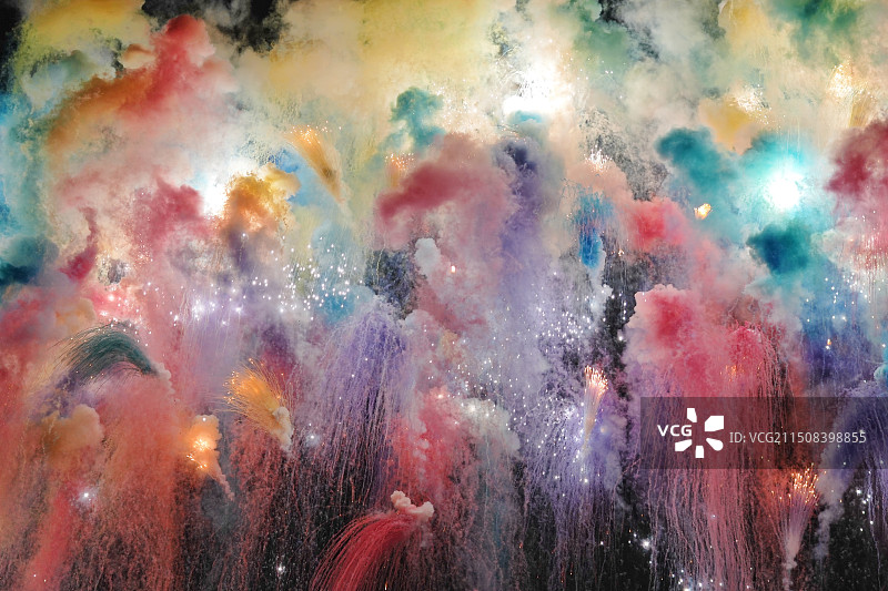 浏阳 大型烟花表演 七彩祥云 海市蜃楼图片素材