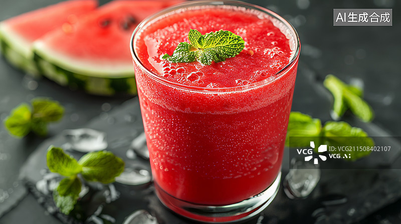 【AI数字艺术】夏季西瓜冰饮图片素材